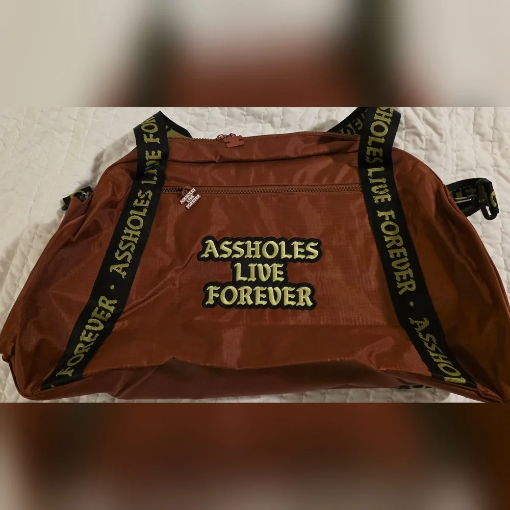 ALF Emotional Baggage/A**holes Live Forever Duffle With Bottle Opener NWOT